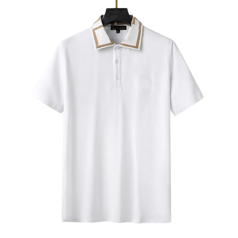 Herrskjortor designer skjortor sommar fast färg polo korta ärmar andas fashionabla polo tryck lapel casual korta ärm toppar m-xxxl