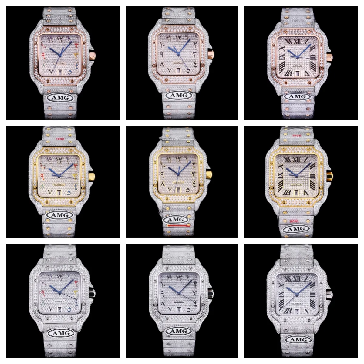 Amg Motre Be Luxe Babysbreath Diamond Orologio 40mm 9015 Movimento meccanico automatico 904L Acciaio Watchs Orologi da uomo Orologi da polso RELOJES