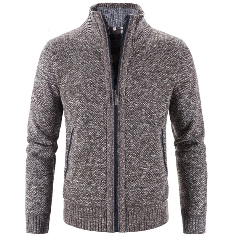 Herrtröjor Spring Autumn Sticked tröja män mode smal fit cardigan män kausala tröjor rockar fasta enstaka bröstkogna män 230816