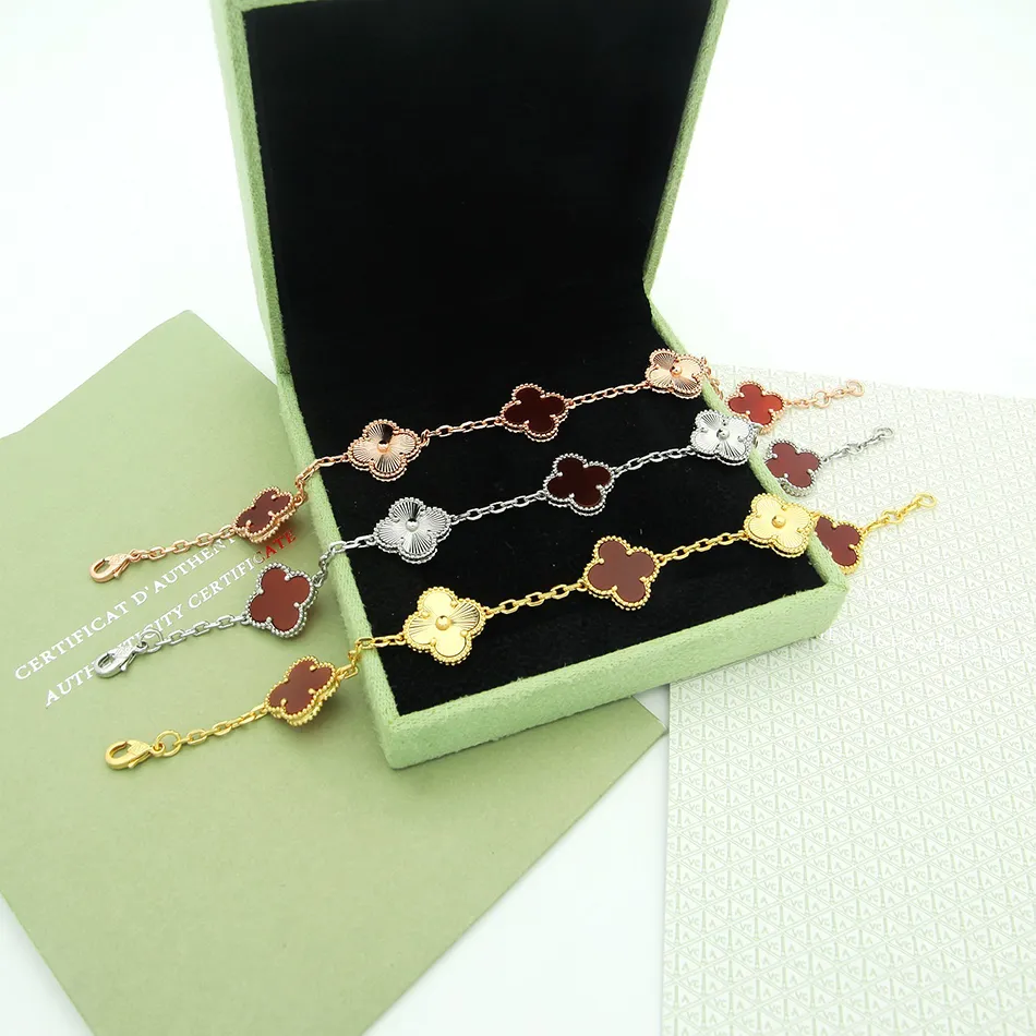 Bransoletki koniczyny bransoletki dla kobiet designerka biżuteria dla kobiety luksusowa bransoletka za darmo statek pięć kwiatów bransoletka złota
