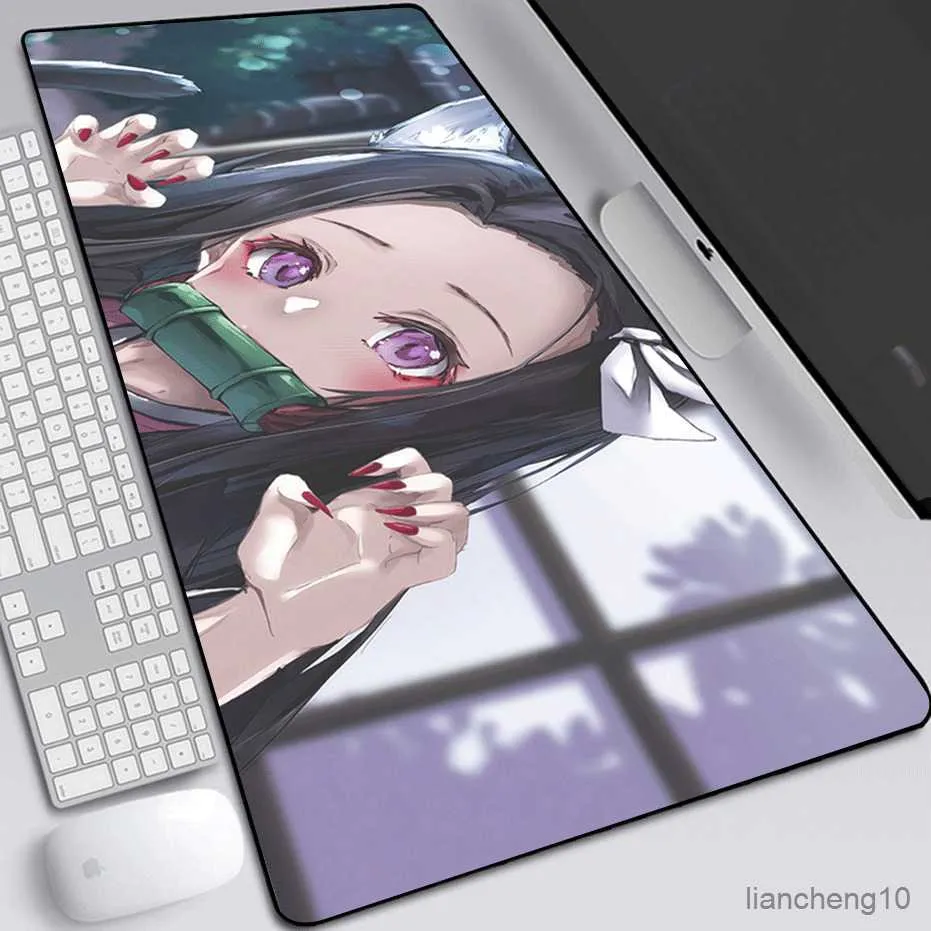 Muisblokken Pols Ghost Slayer Blade Oversized Anime Notebook Computer Keyboard Pad Kwaliteit Mouse Pad Anime Cartoon Game Mouse Pad Computer Keyboa R230819