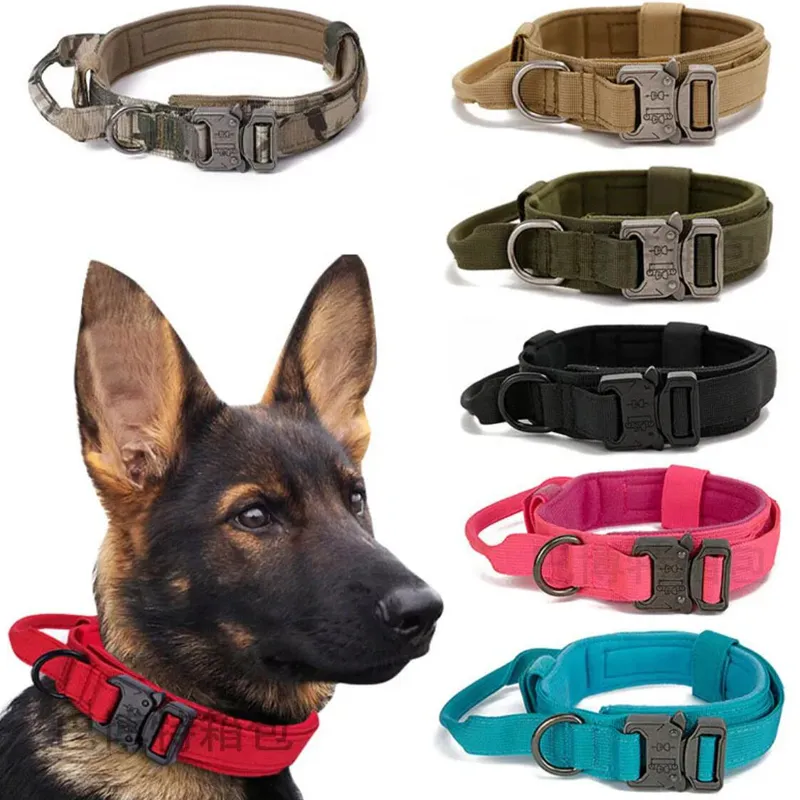 Colliers en nylon pour chiens de compagnie Réglable Chiens Tactique Collier d'entraînement Extérieur Moyen Grand Armée Collier de chien Durable Animaux Fournitures TH1082