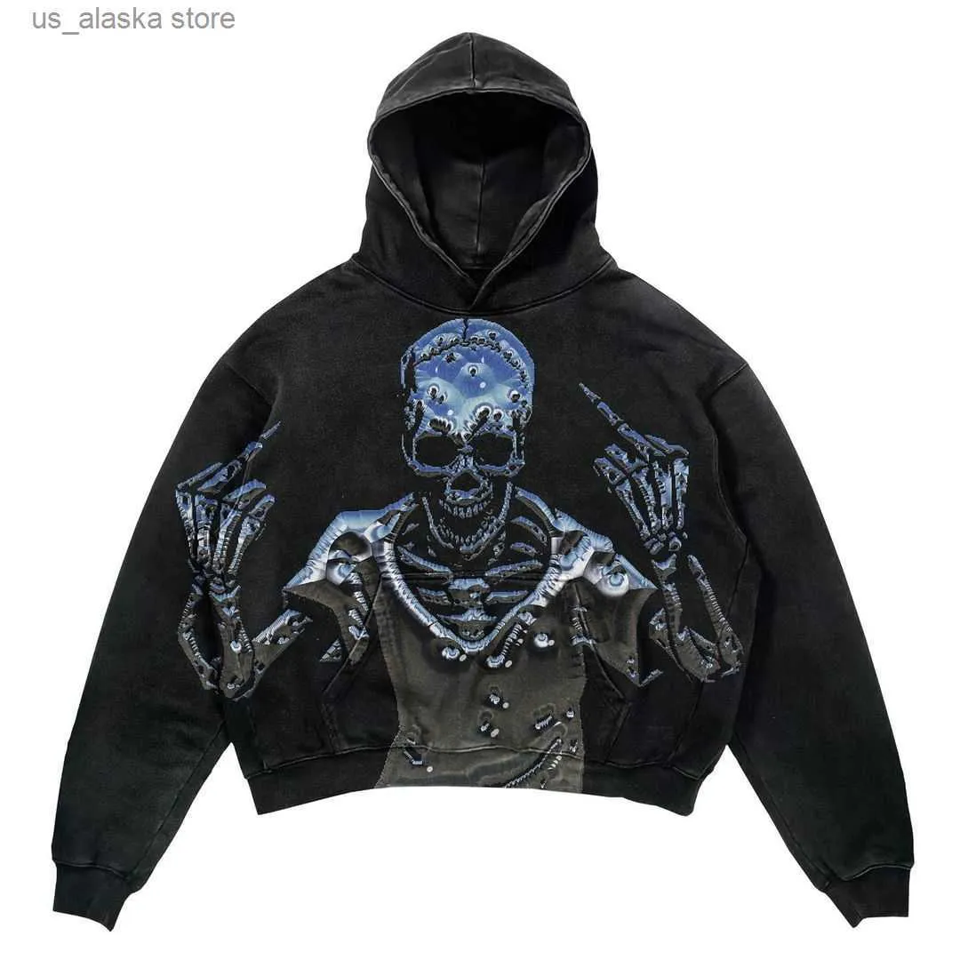 Mens Hoodies Sweatshirts Y2k Grunge Fashion Oversized HoodieHip HopHarajukuRetro Long Sleeve HoodieGothic Punk Personality Graphic Streetwear T230819