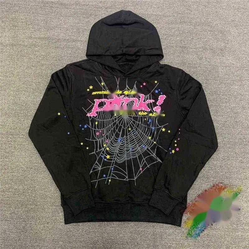 Mens Hoodies Moletons Puff Print Sp 5der Hoodie Homens Mulheres Alta Qualidade Tecido Pesado Spider Web Pulôver LWH1995