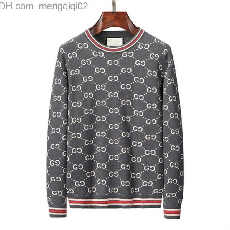 Herrtröjor Herrtröjor Crewneck Striped Sweater Men's Alphabet Jacquard Designer Autumn and Winter Fashion Warm Sticked tröja toppstorlek Z230819