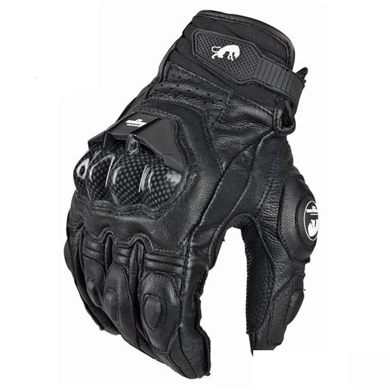 Luvas de motocicleta Black Racing Racing Couro genuíno motocicleta Branca Glove Men Summer Droga de inverno Droga Mobiles MOTORCYCLES A DHL0F