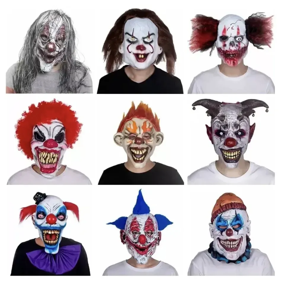 Accueil drôle Clown visage danse Cosplay masque latex fête maskcostumes accessoires Halloween terreur masque hommes effrayant masques C265