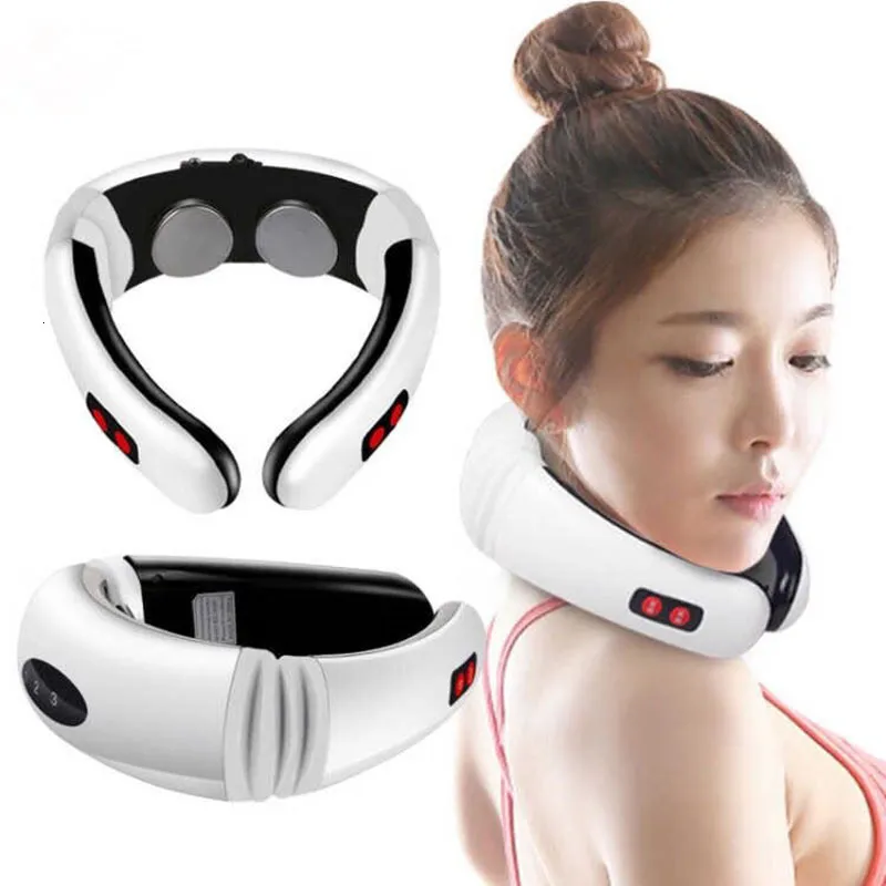 기타 마사지 품목 EMS Neck Massager 등 넥 밴드 Vibro 마사지 전기 의학 USB Tens Pads Health Care Machine Wearable Lep Relaxer 230818