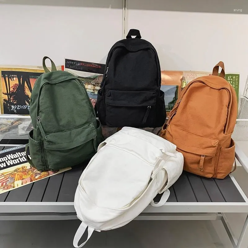 Backpack Fashion Male Travel Canvas Bag Ladies Solid Colors High-capacity Book Cool Women Men Vintage College For Girl Boy