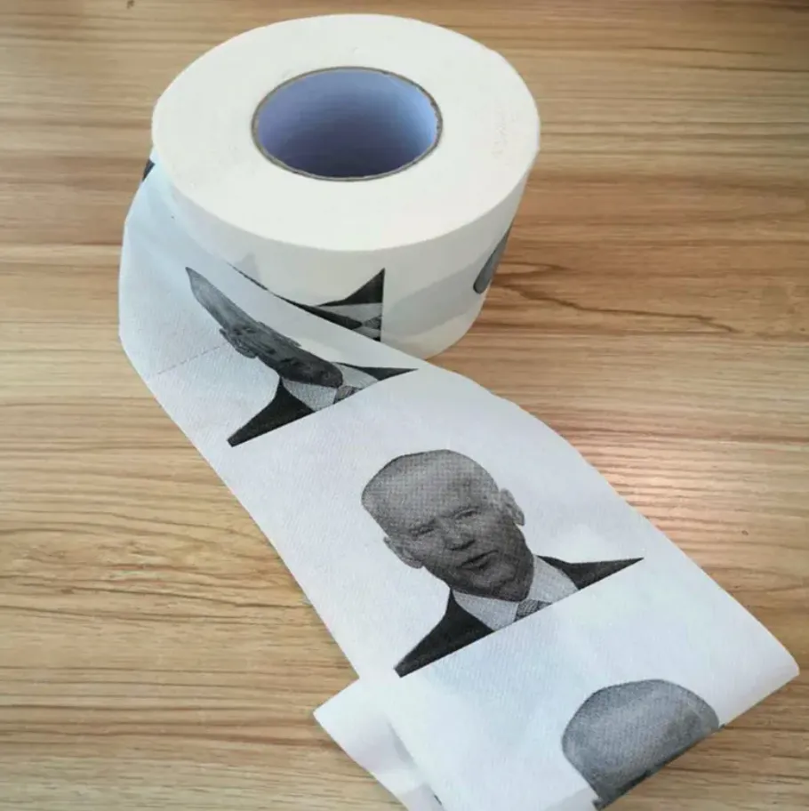 Nouveauté Joe Biden rouleau de papier toilette mode drôle humour Gag cadeaux cuisine salle de bain pâte de bois tissu imprimé serviettes en papier toilette C296