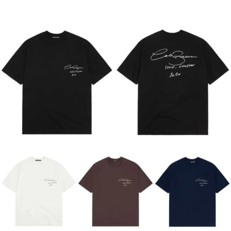 T-shirt maschile Cole Buxton Collection Short Shorted Minimalist Cursive Signature Letter Slogan Stampa di nicchia di nicchia Trendy Maglietta