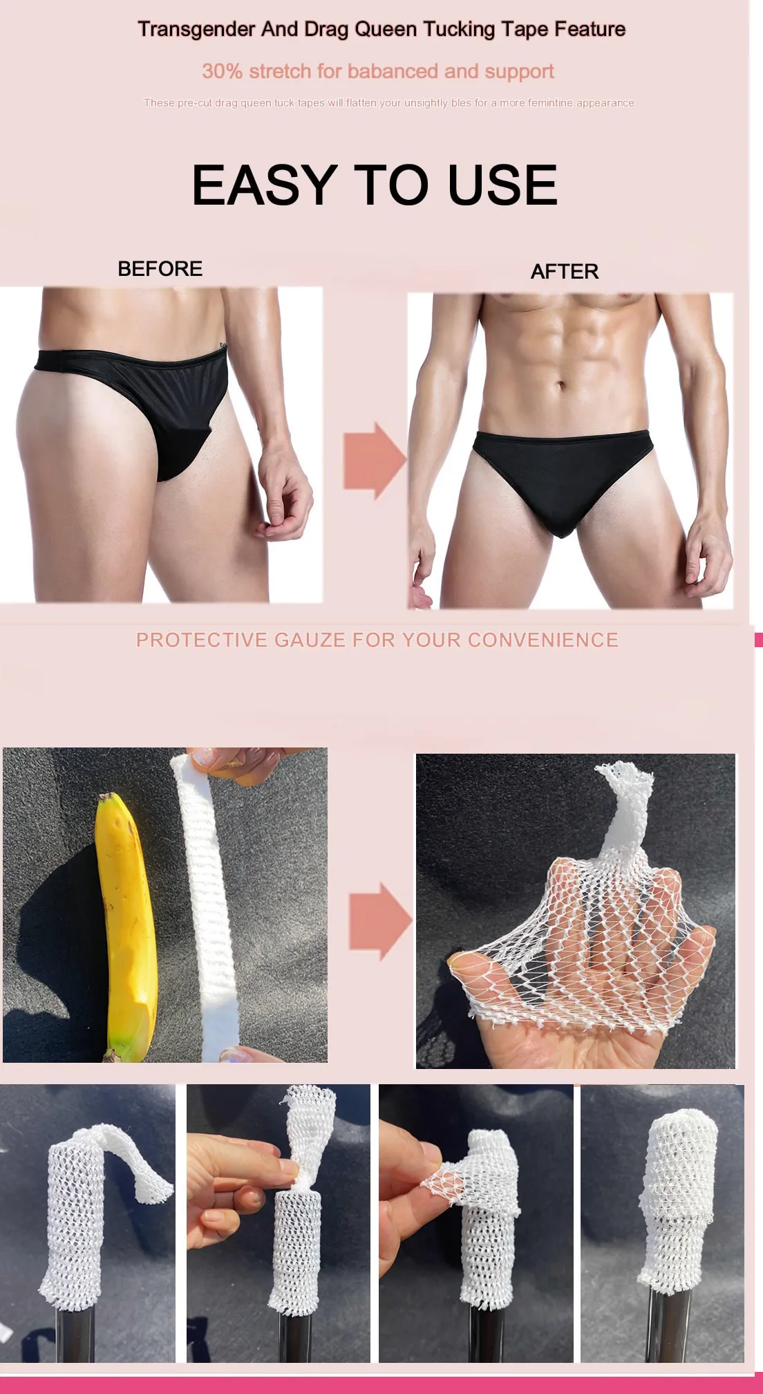 BIMEI Mermaid T Poster Tape Tuck Kit Gaff Alternative For Transgender, NB,  Drag Queens, And Crossdressing From Bimei, $13.19