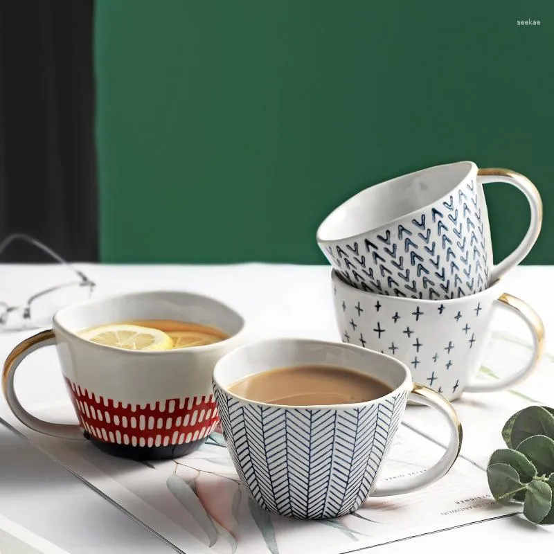 Mugs Nordic Ceramic Coffee Mug Pottery Irregular Shape Creative Tea Cups Kitchen Office Drink Breakfast Oatmeal Cup
