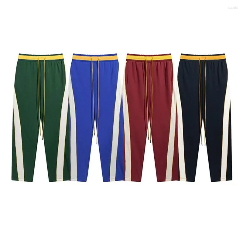 Men's Pants RH Hip Hop Slanted Striped Casual Men Women Cotton Red Green Blue Pocket Logo Embroidery Sweatpants Inside Tags