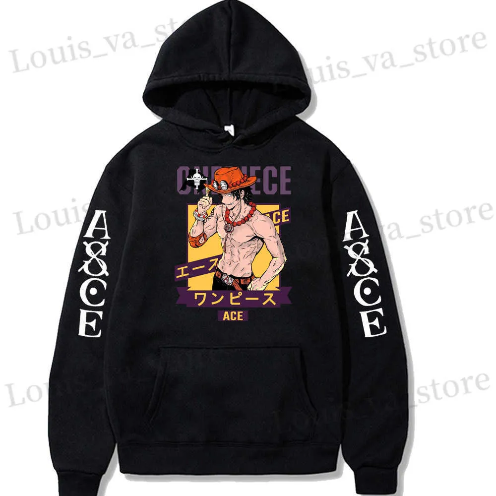 2023 Anime One Piece Hoodie Ace Impression À Capuche Manga Style Imprimer Tops Harajuku Style À Capuche Mode Loisirs Pull À Capuche T230819