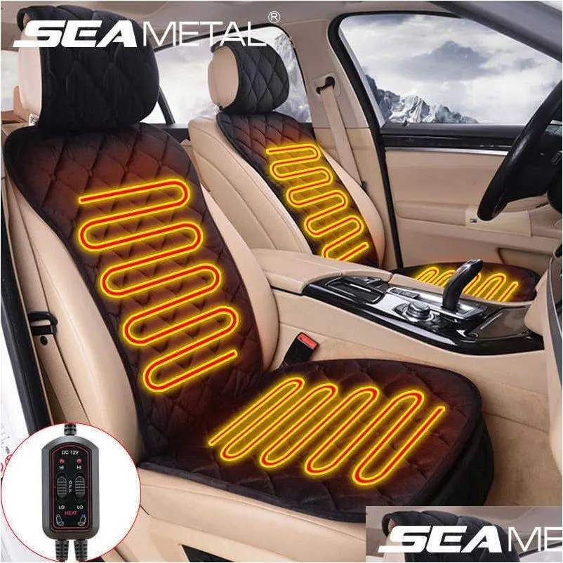 Car Seat Covers Ers Seametal Heated 12V Heating Cushion Fit For 5/7Seats Chair Winter Warm Plush Mobiles Er Drop Delivery Motorcycle Dhfd6