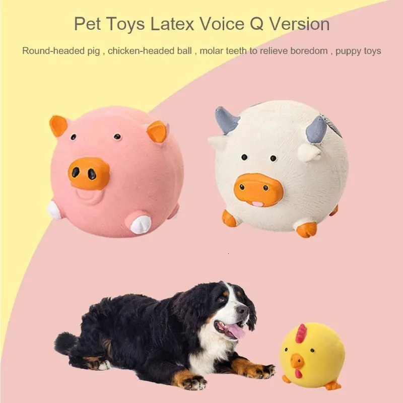 Jouets pour chiens à mâcher pour animaux de compagnie Latex Voice Version Q Jouet pour chat Chew Squeaky Pink Pig Ball Funny Molars Pour soulager l'ennui Fournitures 230818