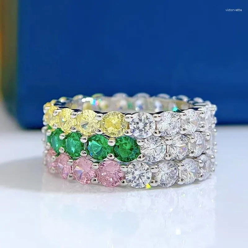 Anelli a grappolo 18K White Gold Lab Sapphire Emerald Citrine Gemstone Ring per donne 925 Gioielli a fedi nuziali in argento sterling