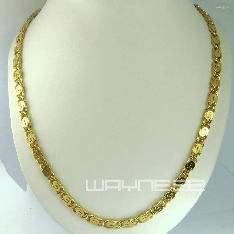 Chains 5mm Width Mens Handsome Yellow Gold Vacuum Plating Link Necklace 50-70cm Length N228