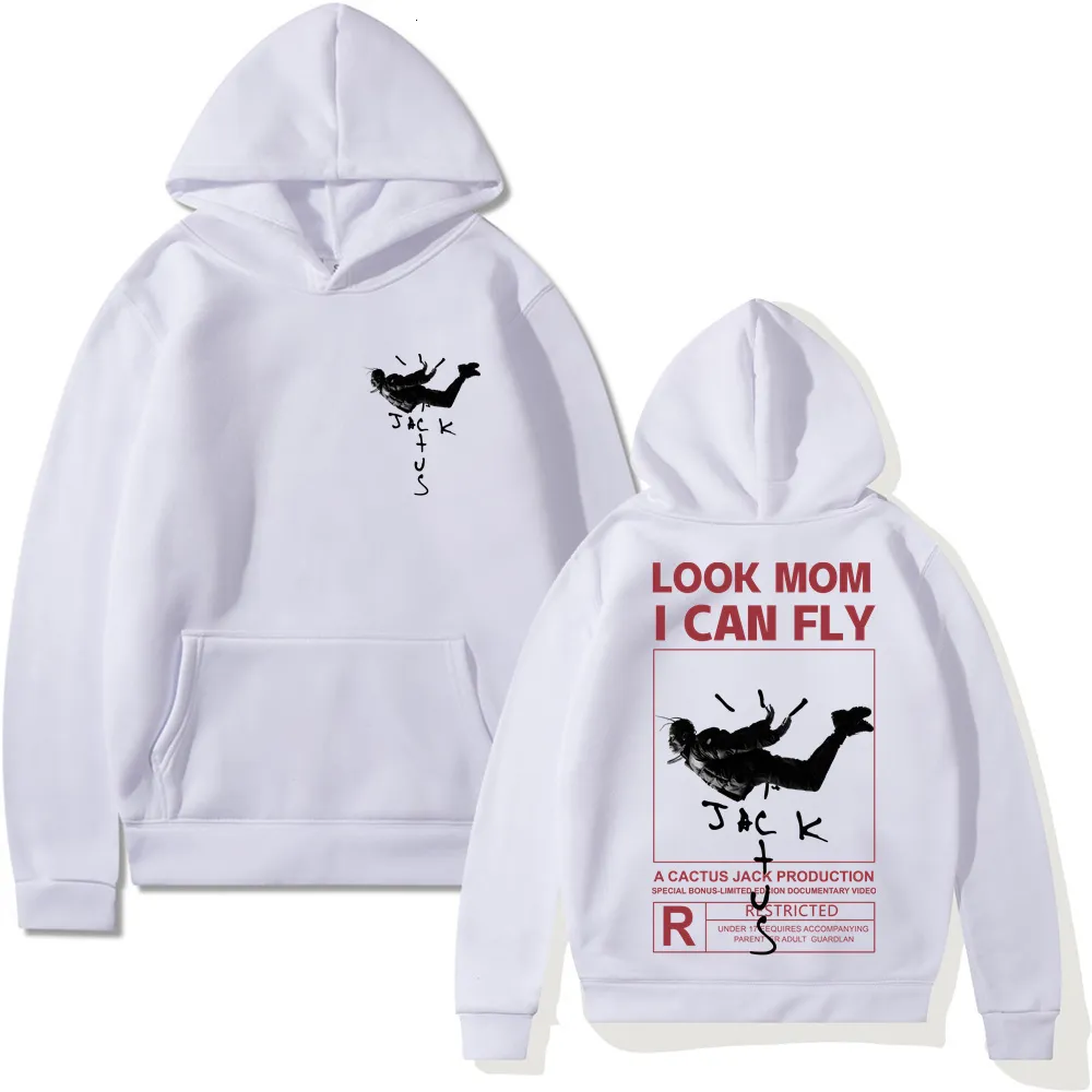 Men's Hoodies Sweatshirts Cactus Jack Hoodie Men Women Doublesided Print LOOK MOM I CAN FLY Unisex Fashion Hip Hop Streetwear 230818F1EU