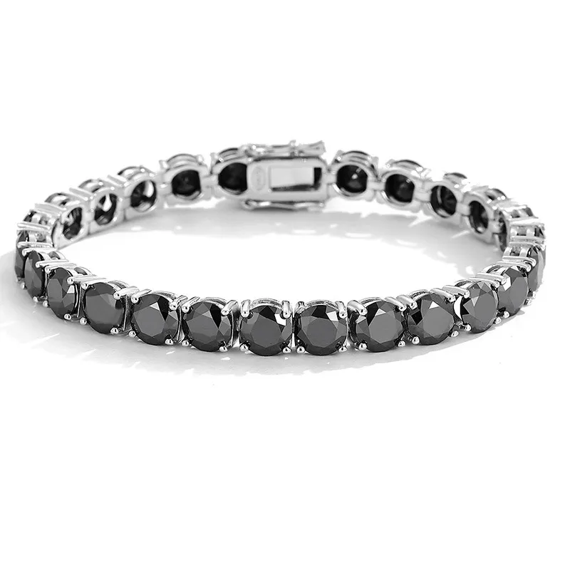 3mm 4mm 5mm 6.5mm Width 17/18/19/20/21cm Diamond Passed Test 925 Silver Black Moissanite Tennis Bracelet for Men Women Nice Gift