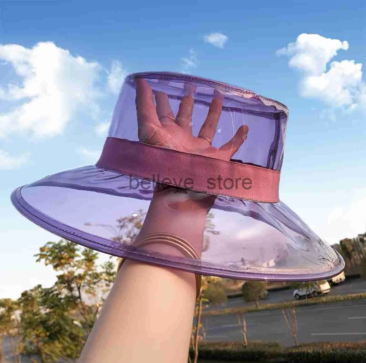 Stingy Brim Hats Y2K Transparent Women's Buckets PVC Hats Caps Girls Gorras  Ladies Beach Sun Visor Waterproof Rain Hat Plastic Wide Brim CapsJ230819