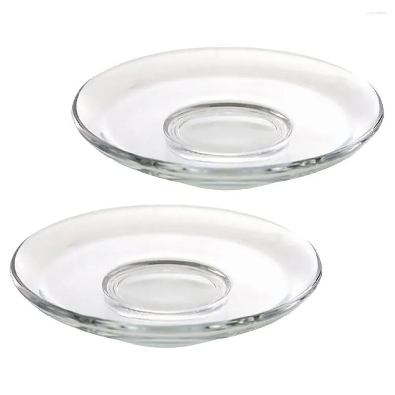 Cups Saucers 2 Pcs Decorative Coasters Dining Table Cup Cushion Round Glass Plates Tea Coffee Saucer Snack Storage Dishes Mat