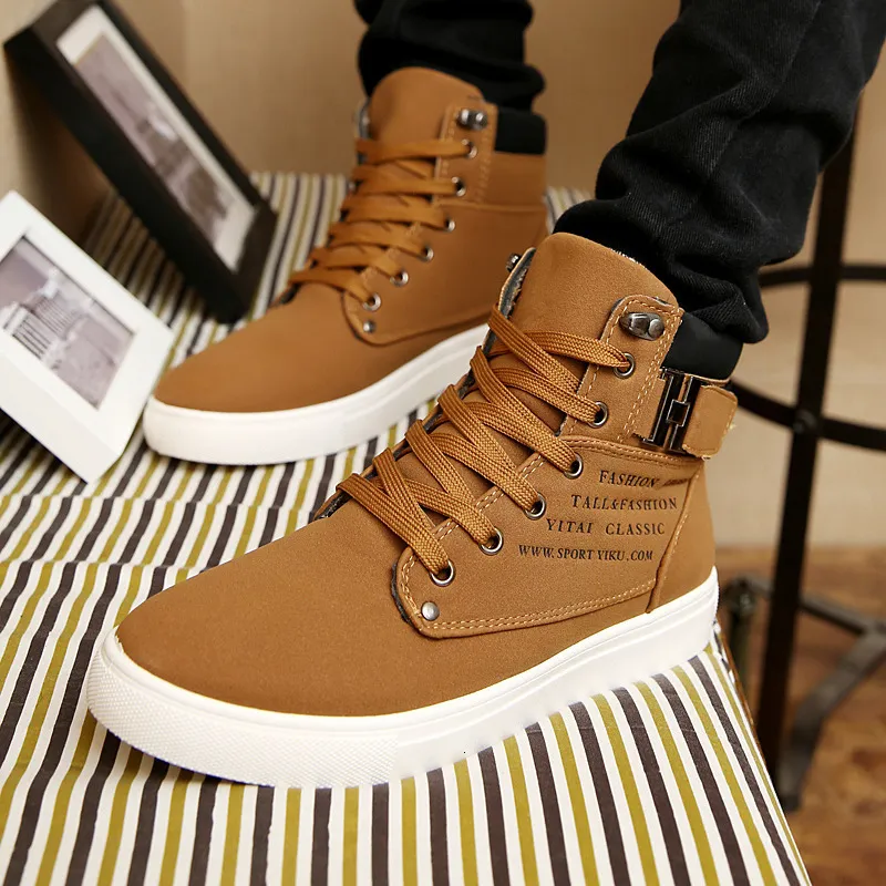 Boots Men's Shoes Fashion Male Casual Sneaker HighTop Board Shoe Retro Lace Up Zapatos Hombre 2023 Korean 230818