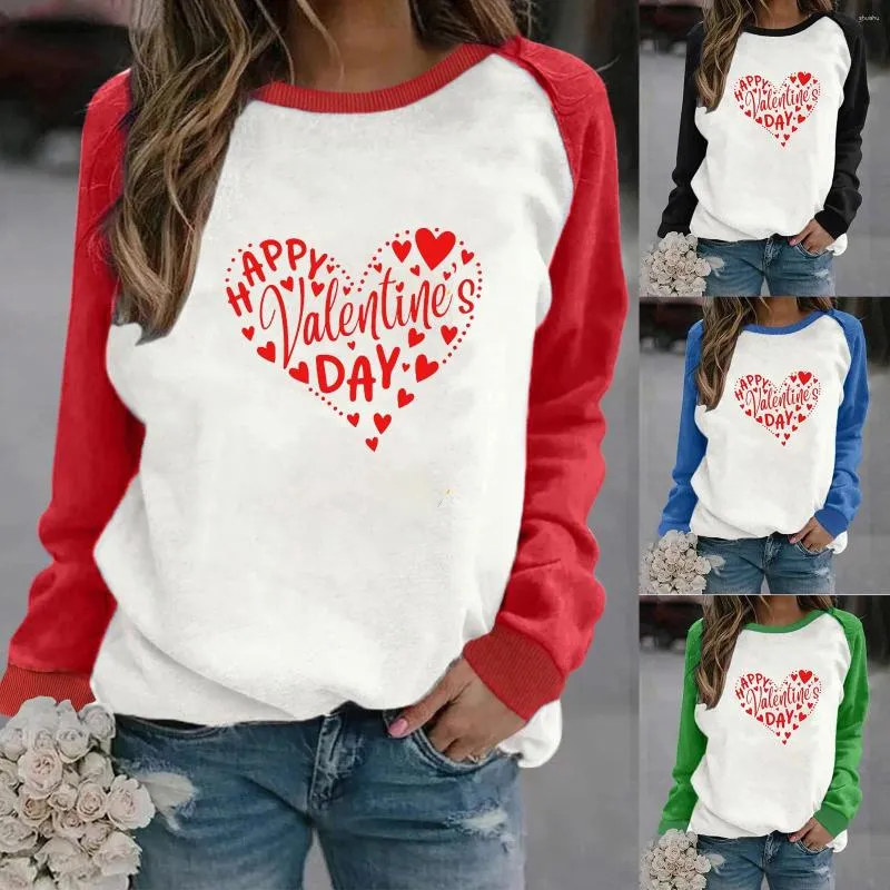 Valentines Day Womens Embroidered Sweatshirts Casual Long Sleeve