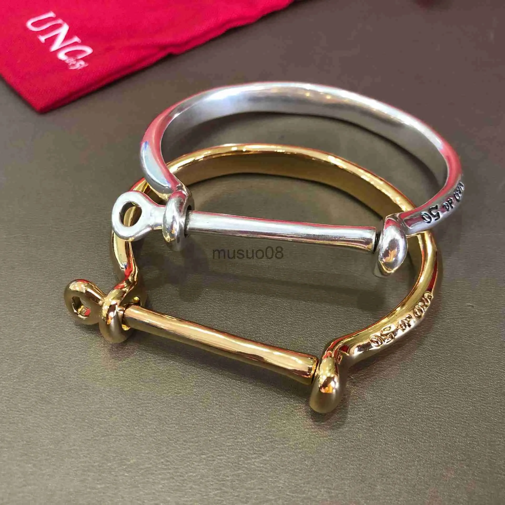Bangle Best Selling European and American Original Fashion Electroplating 925 Silver 14 K Gold Lock Design Bracelet Jewelry Gift J230819