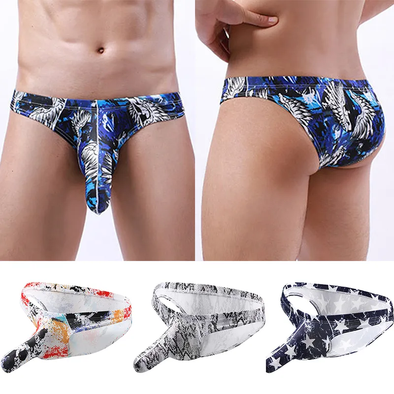 Mens Elephant Bulge Mens Printed Briefs With Large Pouch Low Waist