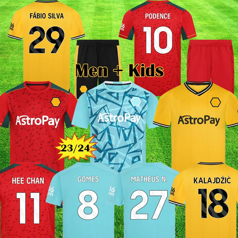 23 24 24 GUEDES SARABIA WOLVES SOCCER Jerseys Matheus Matheus Neto Traore 2023 2024 Wanderers Podence Hee Chan Wolverhampton Football Shirts Men Kit Kids Mundurs