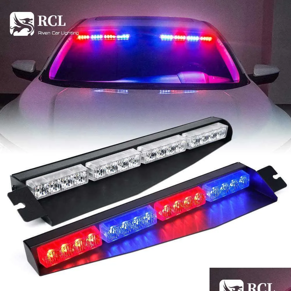 Resvägsprodukt Visir Strobe LED Light Bar Interior Windshield Sunvisor Lamp Emergency Varning Blinkande lampor för Voluntee DHO54