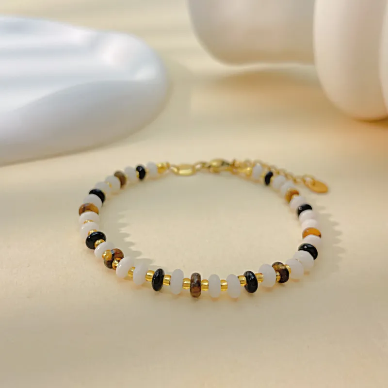 Färgglada natursten Tiger Eye Agate pärlsträngar armband för par gåva