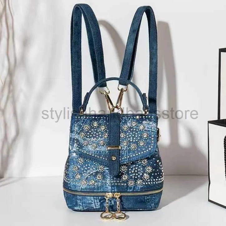 Designer Bag Backpack Style Fashion Multifunktionell denim Kvinnors handväska Designer axel mini kvinnors handbagbackpackstylishhandbagsstore