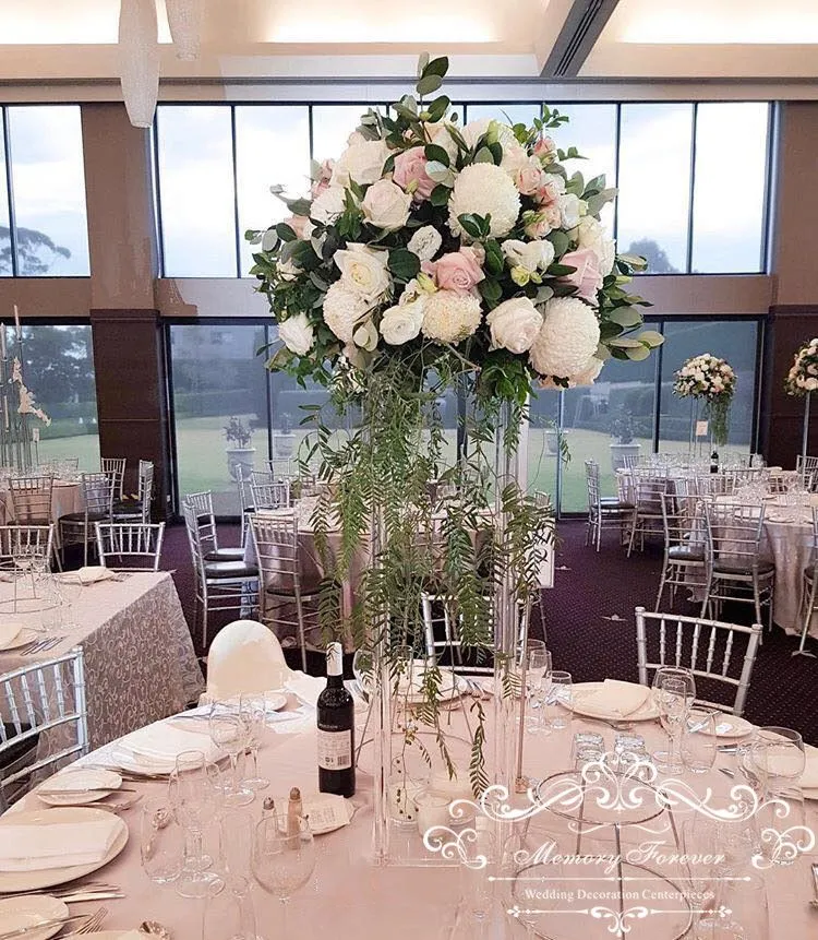 Nieuwe stijl Tall Wedding Acryl Crystal Table middelpunt Wedding Kolommen Bloemstand voor tafel Decoratie Bloemen ZZ