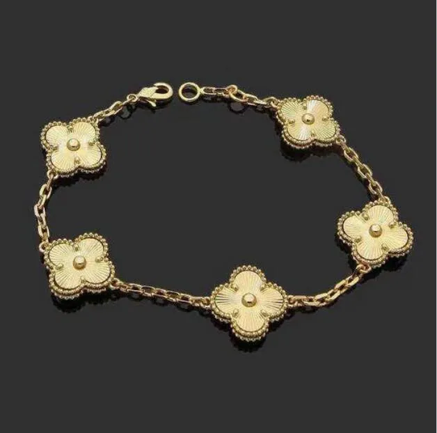 Bracelet de chaîne à maillons de luxe de créateur trèfle à quatre feuilles pour femmes, Bracelets en or 18 carats, bijoux multicolores Sele Vayz