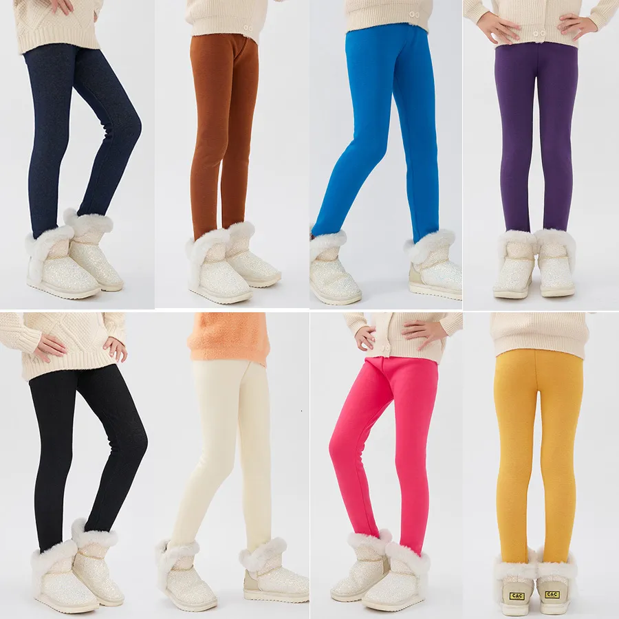 Fleece Leggings Solid Color Skin-through Pants Slim Stretch Women's Pants  Winter Outdoor Warmth Leggings 