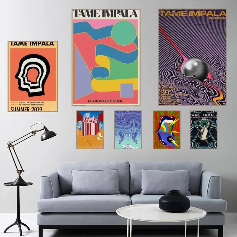 Naklejki ścienne Tame Impala Psychedeliczny plakat plakat płócienne malowanie Zdjęcia Decor Home Decor 230818