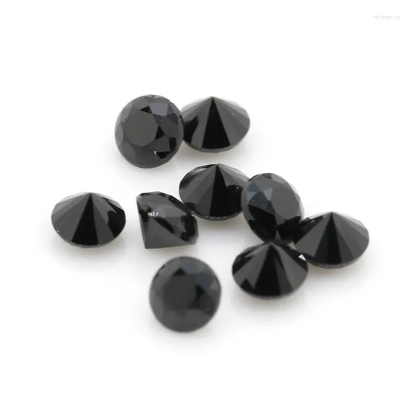 Losse edelstenen groothandel natuurlijke ronde gesneden 2 mm zwarte spinel stenen edelsteen ketting oorbellen voor vrouwen sleutelhanger armbandringen