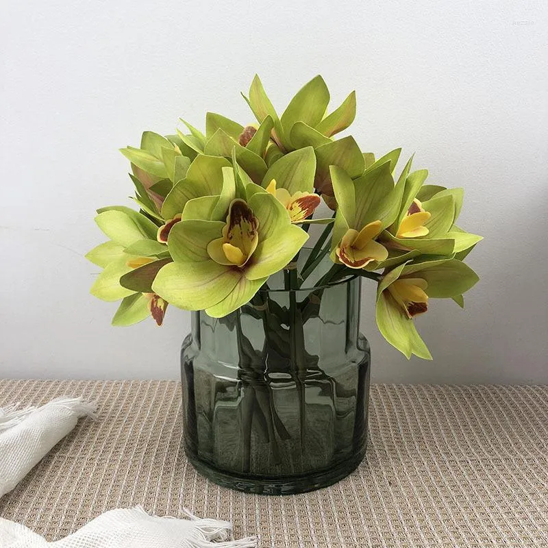 Fleurs décoratives 4 pièces/paquet de haute qualité artificielle toucher naturel Bouquet de mariage décoration orchidée maison bricolage délicat