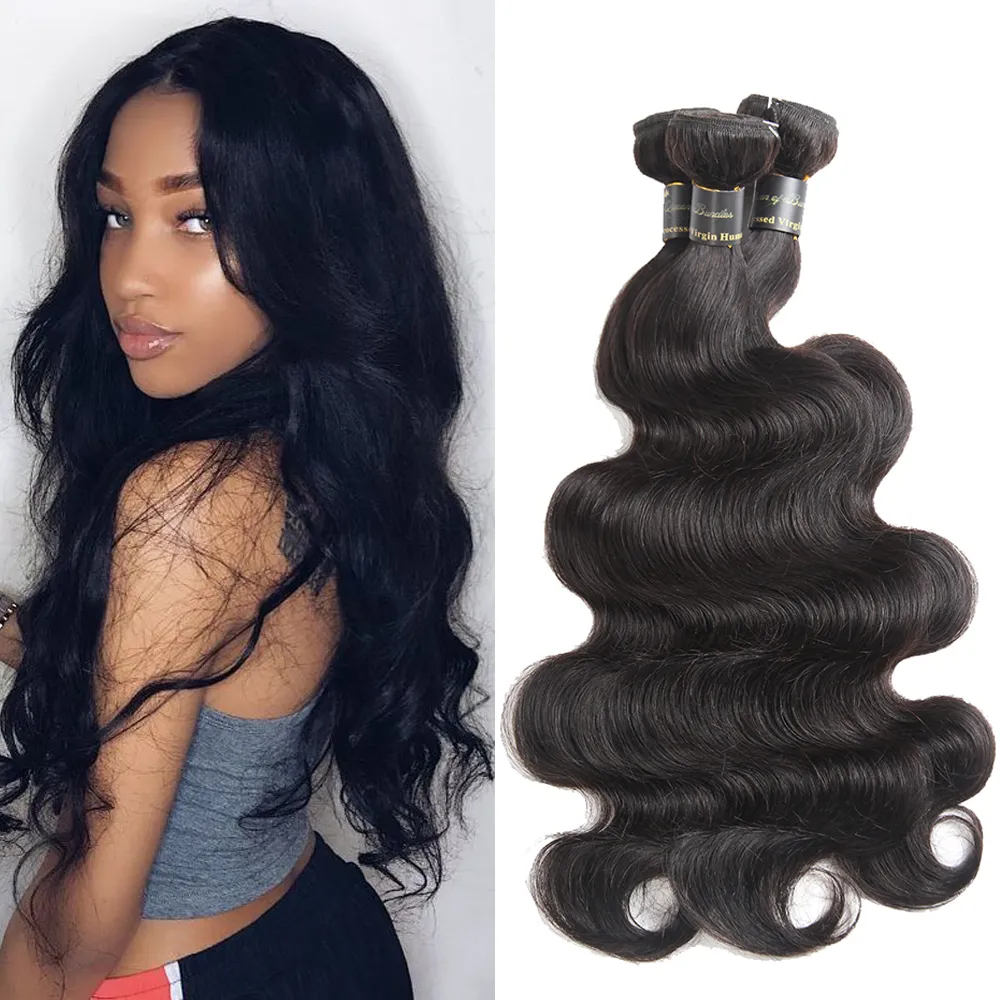 Body Wave Bündel menschliches Haar Brasilianische Naturwellenbündel 1/3/4 PCs Körperwellenhaarverlängerungen 8-28 Zoll Großhandel