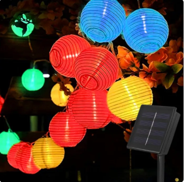 Solar Garland Lantern Festoon Fairy LED Light String Outdoor Lighting Chain Lamps Holiday Christmas Garden Terrace Decoration