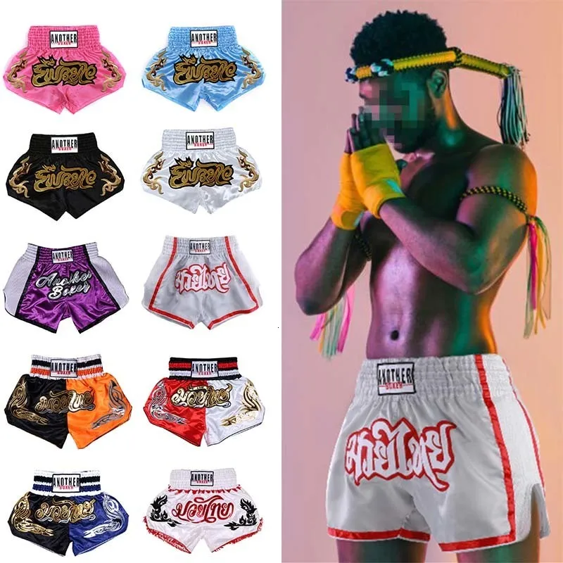 Boxningstammar Boxning Shorts Kvinnor Mens broderi MMA Shorts Professional Combat Kickboxing Boy Girl Training Trunks Kids Muay Thai Pants 230820