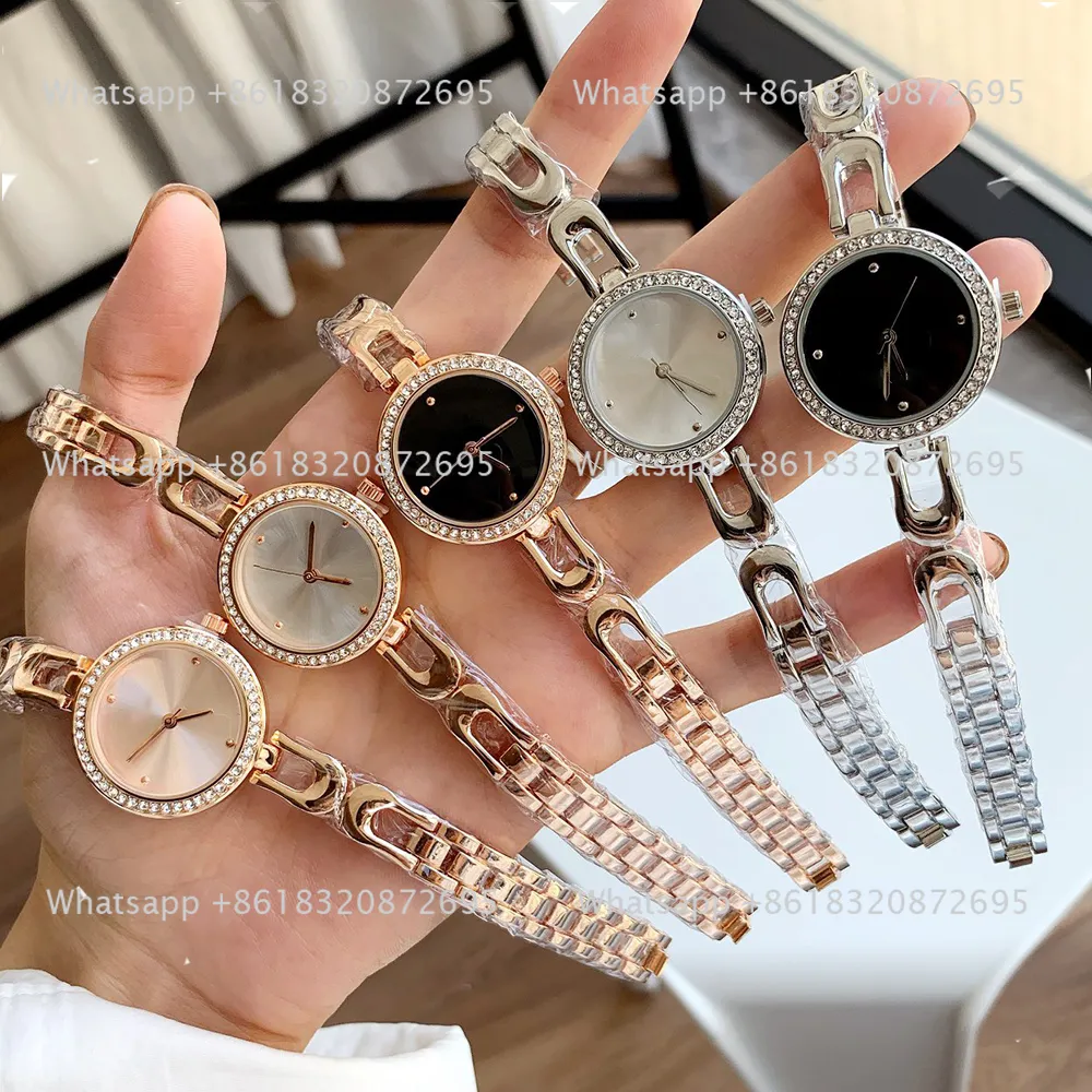 Fashion Brand Wrist Watches Women Ladies Girl Diamond Horse Carriage Style With Luxury Logo Metal Steel Band Quartz Clock COA 15