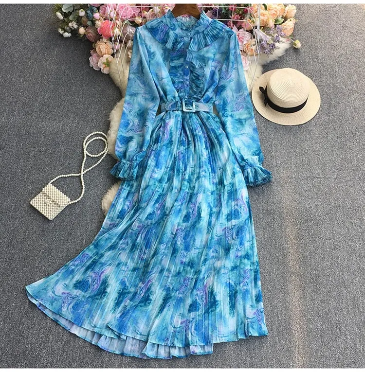 【I AM MARI】25SS★ Fate printed chiffon shirring tie OP DHgate.com:Tie-dye Chiffon Maxi Dress | Casual Elegant