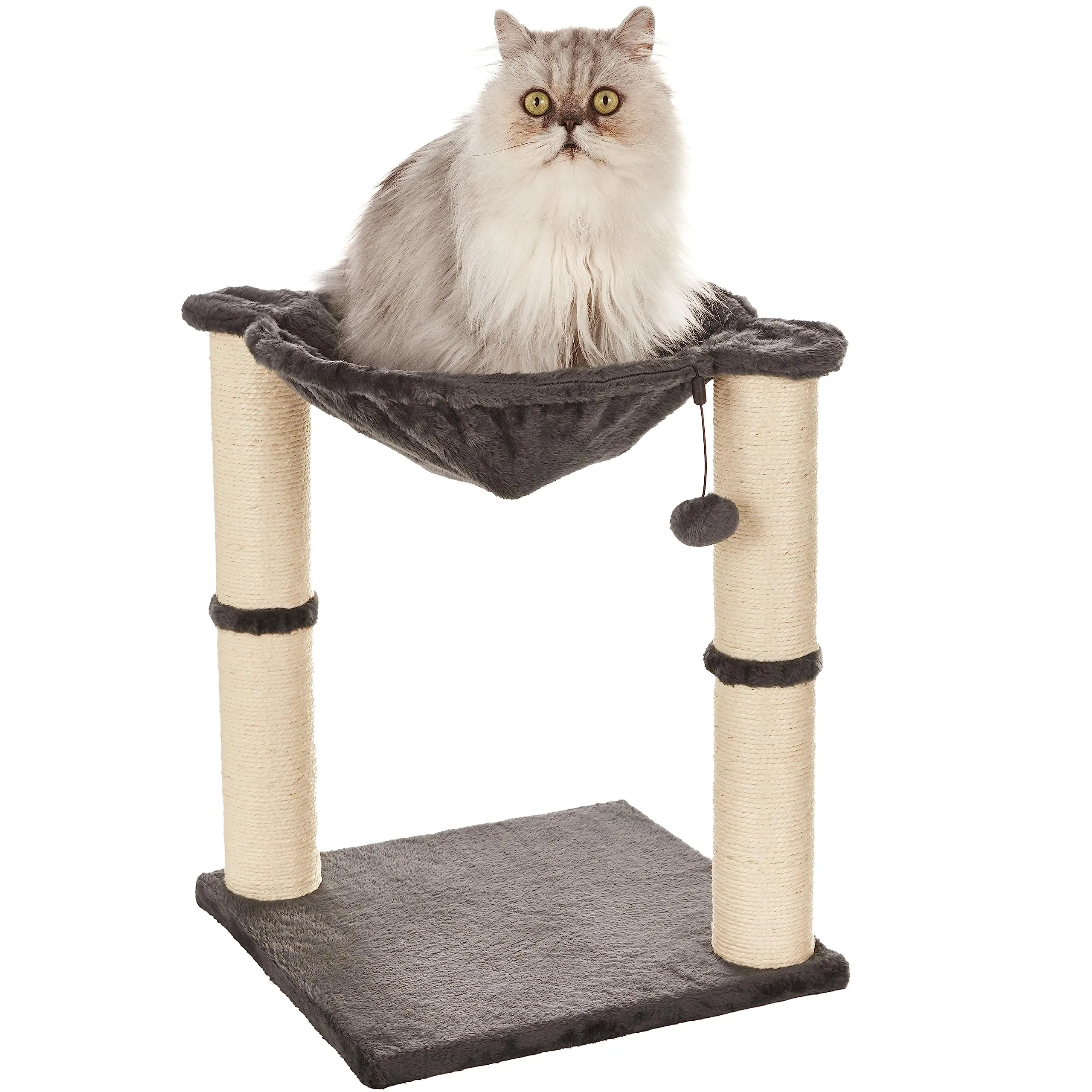 YUEXUAN Cat Tree Tower with Hammock and Scratching Posts for Indoor Cats toys, 16.5x15.7x15.7, 18.1x15.7x15.7 inches Beige Gray colors Cat Bed