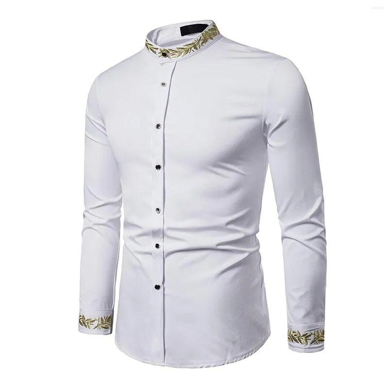 Heren t shirts volwassen lichaam pakken mannen stijl mode geborduurd met lange mouwen geprinte shirt blouse mouwen voor