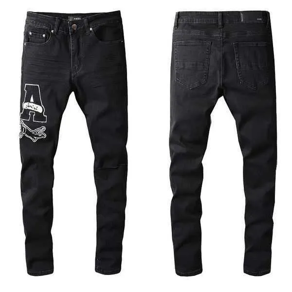 2023 Pantalons pour hommes Hip-hop Vaqueros Overlap High Street Fashion Brand Jeans Retro Torn Fold Couture Designer Moto Riding Slim Taille 28 ~ 38 O0K9