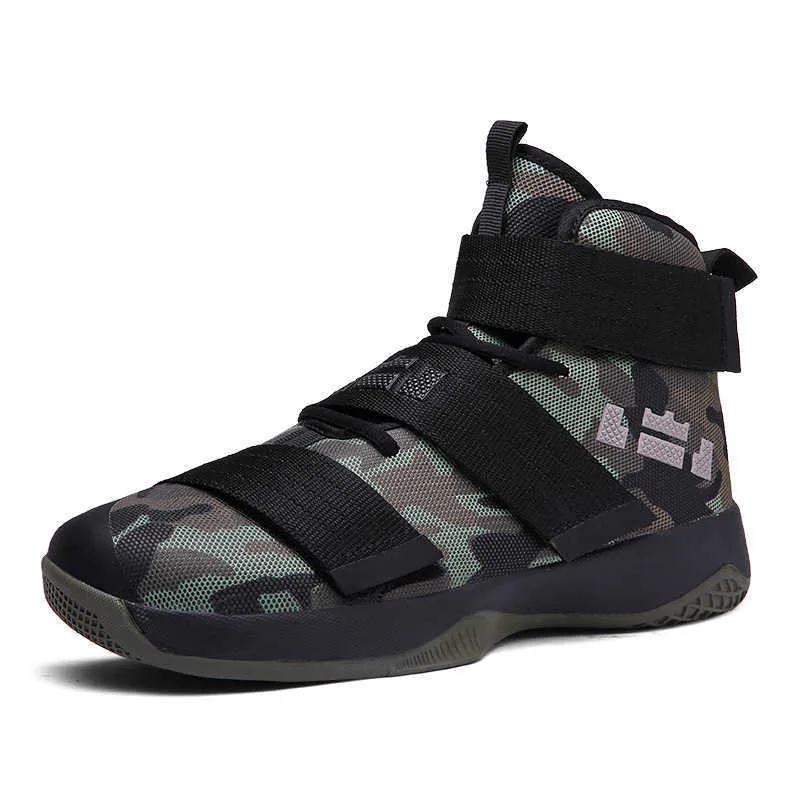 High Top Womens Mens Basquete Sapatos Profissionais Esportes Profissionais Tênis de moda respirável CAMO COR